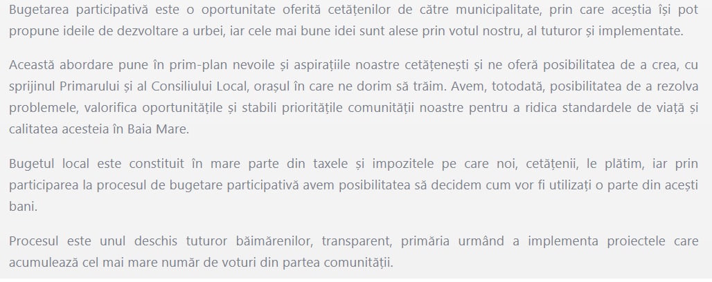 bugetul participativ al orașului Baia Mare